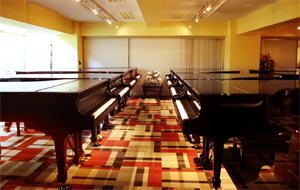 グランドギャラリー東京　日本橋会場にて　グランドピアノ24台、アップライトピアノ17台展示