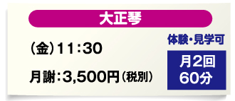 大正琴は60分月2回で月謝3,500円